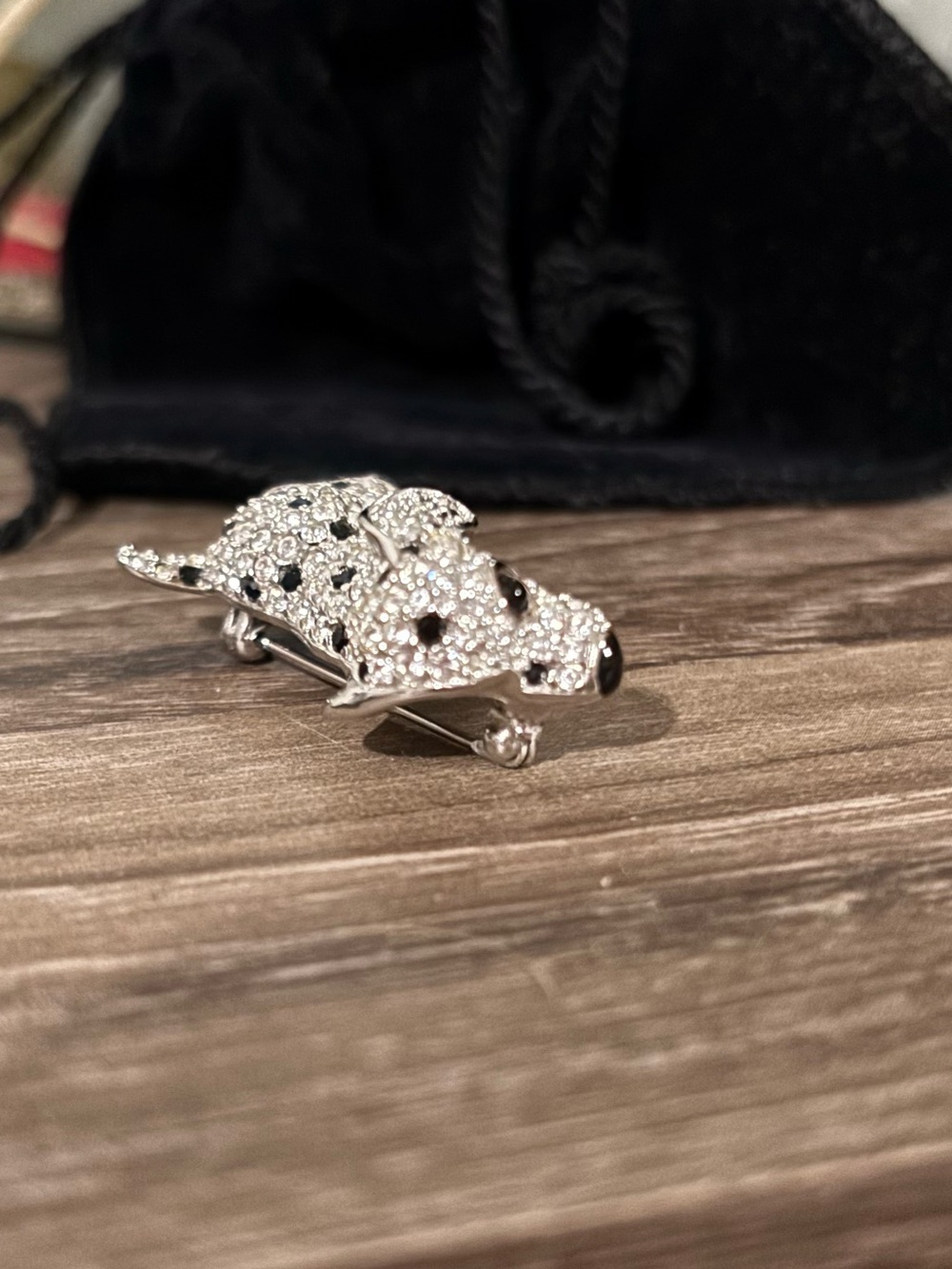 Vintage Swarovski Crystal Dalmatian Puppy Brooch Elegant - Picture 3 of 7